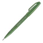 Pentel SES15C-D2X Brush Sign Pen Zeytin Yeşili Keçeli Kalem, Fırça Benzer Uç, 1 Adet