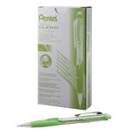 Pentel Twist-Erase CLICK Mekanik Kalem, (0,7 mm), Şeffaf Varil, Kireç Yeşili Kavrama, 12'li paket (PD277TK)
