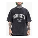 PENTHİLUS Brooklyn Baskılı Organik Patik Pamuk Siyah Unisex T-shirt