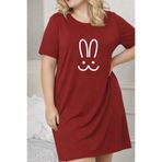 PENTHİLUS Büyük Beden Kadın Kısa Kollu Bisiklet Yaka T-shirt Elbise Gecelik