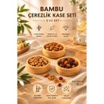 Penthouse Bambu Çerezlik Kase Seti 3’lü Doğal Bambu Sosluk Kahvaltılık Sunumluk Yuvarlak Kase 9 cm - 3 Adet