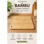 Penthouse Bambu Kesme Tahtası 26X36 cm – Askılı, Oluklu, Doğal Ahşap Mutfak Kesme ve Sunum Tahtası