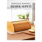 Penthouse Bambu Sürgülü Kapaklı Ekmek Saklama Kutusu, Rulo Ekmek Kutusu, Ekmek Dolabı
