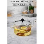 Penthouse Carlton Siyah Kapaklı Isıya Dayanıklı Cam Tencere - Siyah - Şeffaf - 1.5 L