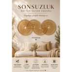 Penthouse El Yapımı Sonsuzluk Rattan Duvar Dekoru 90x35 cm | Bohem Hasır Duvar Süsü | Doğal Rattan Ev Dekorasyonu
