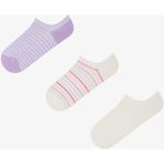 Penti 3 Çift Burun Dikişsiz Pamuklu Renkli Çizgi Desenli Sneaker Çorap - Mor - Pembe