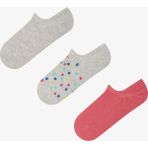 Penti 3 Çift Burun Dikişsiz Pamuklu Renkli Puantiye Desenli Sneaker Çorap - Ekoseli Gri