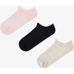 Penti 3 Çift Pamuklu Kendinden Desenli Sneaker Çorap - Pembe - Siyah