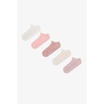 Penti 5 Çift Pamuklu Renkli Küçük Puantiye Desenli Patik Çorap - Pembe - Beyaz