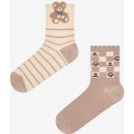 Penti Bear Dama 2li Bej Çok Renkli Soket Çorap - Standart