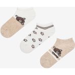 Penti Bear Paw 3lü Bej Çok Renkli Burun Dikişsiz Patik Çorap - Standart
