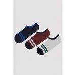 Penti Erkek Çizgli 3lü Sneaker Çorap - Lacivert - Bordo - 43 - 46