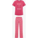 Penti Fuşya Pink Hearts Pamuklu Pantolon Pijama Takımı - Çok Renkli