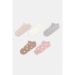 Penti Heart Frill 5li Kahverengi Pembe Patik Çorap - Renkli - Standart