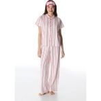 Penti Kırık Beyaz Rosy Stripes Pamuklu Gömlek Pantolon Pijama Takımı - XS