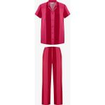 Penti Kırmızı For You Çizgili Düğmeli Gömlek Pantolon Pijama Takımı - XS