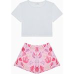 Penti Kız Çocuk Pinkish Pamuklu Pijama Takımı - 7 - 8 Yaş - Pembe - Beyaz