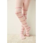 Penti Kız Çocuk Pretty Simli Çizgili Siyah Külotlu Çorap - 24 - 36 Ay - Pembe - Melanj