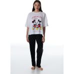 Penti Optik Beyaz Lic Share The Love Pamuklu Pantolon Pijama Takımı - XS