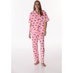 Penti Pembe Just Chill Pamuklu Gömlek Pantolon Pijama Takımı