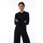 Penti Siyah Hooded Ribbed Modal Sweatshirt