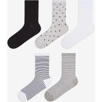 Penti Stripe Dot 5li Gri Çok Renkli Soket Çorap - Standart