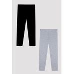 Penti Unisex 2 li Pantolon - 3 - 4 Yaş - Gri - Siyah