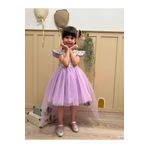 penu baby kids Lila Payetli Kısa Kol Tül Etekli Kız Bebek Elbise - Elizabeth