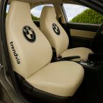 Penye Kumaş Açık Bej Oto Koltuk Kılıfı Ön Arka Takım Bmw Logolu