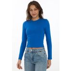 penyebizden Likralı Pamuk Crop Tişört-Slim Fit -Saks