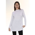 penyebizden Viskon Dik Yaka Tunik -Beyaz