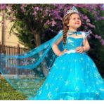 Peonia Kids Peoniakids Kız Çocuk Mavi Frozen Elsa Çocuk Kostümü - Sim Dökülmeyen Uzun Kol Pelerinli Ful Set Frozen Elsa Çocuk Elbise - 3 - 4 Yaş