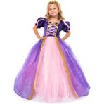 Peoniakids Rapunzel Kız Çocuk Elbise - Taçlı Pelerinli Tarlatanlı Rapunzel Kostüm - Disney Kostüm - Açık Mor - 3 - 4 Yaş