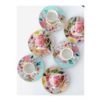 Peony Desenli 6 Lı Bone China Porselen Kahve Fincanı Seti 100 Ml