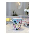 Peony Desenli Bone China Porselen Kapaklı Ve Süzegçli Kupa 570 Ml