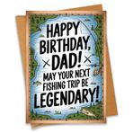 PEONYNFOX Mayıs Your Next Fishing Trip Be Legendary Happy Birthday Card for Dad Baba, Dede Üvey Baba - Boyut 16 cm x 11 cm Kraft Zarflı İçi Boş
