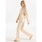 People By Fabrika Bol Kesim Armürlü Pantolon, M, 5003308015, Bej, Kadın