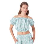 People By Fabrika Çok Renkli Desenli Crop Top Bluz, 42, SPBF4SL-BLZ5570, Çok Renkli, Kadın