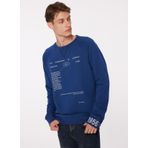 People By Fabrika SPBF3WM-SWT5019 Lacivert Bisiklet Yaka Baskılı Erkek Sweatshirt