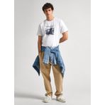 Pepe Jeans Bisiklet Yaka Baskılı Beyaz Erkek T-Shirt PM509379 800 COOPER