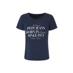 Pepe Jeans Bisiklet Yaka Baskılı T-Shirt, S, 5003160596, Lacivert, Kadın