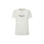Pepe Jeans Bisiklet Yaka Baskılı T-Shirt, XS, PL505951, Beyaz, Kadın