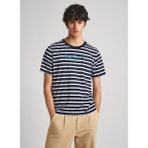 Pepe Jeans Bisiklet Yaka Çizgili Lacivert Erkek T-Shirt PM509407 594 STRIPED EGGO