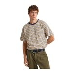 Pepe Jeans Bisiklet Yaka Çizgili T-Shirt, M, 5003172101, Ekru, Erkek