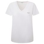 Pepe Jeans Lorette Beyaz Beyaz V Yaka Kadın T-shirt