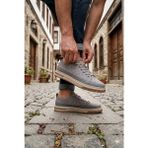 Pepita E385 Rahat Hafif Keten Özel Tasarım Spor Sneaker Erkek Ayakkabı - Gri