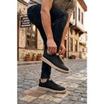 Pepita E385 Rahat Hafif Keten Özel Tasarım Spor Sneaker Erkek Ayakkabı - Siyah