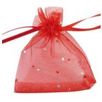PEPPERLONELY Marka 100 Adet Kırmızı Parti Hediyesi İpli Organze Hediye Çantaları 90x70 mm (3-1/2x2-3/4 inç)