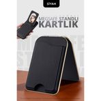 Pequip Aynalı Magsafe Uyumlu 3 Kart Hazneli Manyetik Cüzdan Kartlık Katlanır Telefon Standı