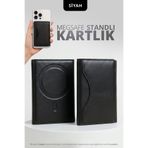 Pequip Magsafe Uyumlu 6 Kart Hazneli Mıknatıslı Cüzdan Kartlık Stand Özellikli Katlanabilir Kartlık